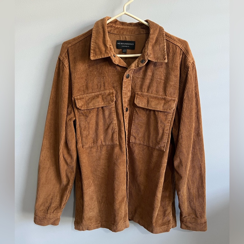 No Boundaries Men's S (34-36) Brown Corduroy Snap Button Oversized Shirt Jacket - Picture 13 of 17